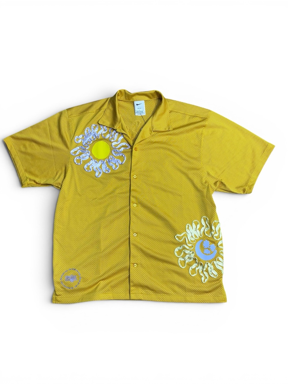 Nike Dri-FIT Yellow Sun Graphic Button-Up Shirt Mens Large NWT
